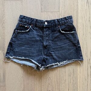 Zara Black Frayed Hem Jean Shorts